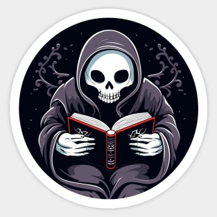 Grim Reaper Reading a Book Sticker